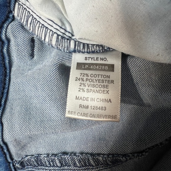 Litz Wide Jeans Womens 28 Blue Denim Cotton Frayed Hem High Rise Medium Wash - Picture 8 of 11